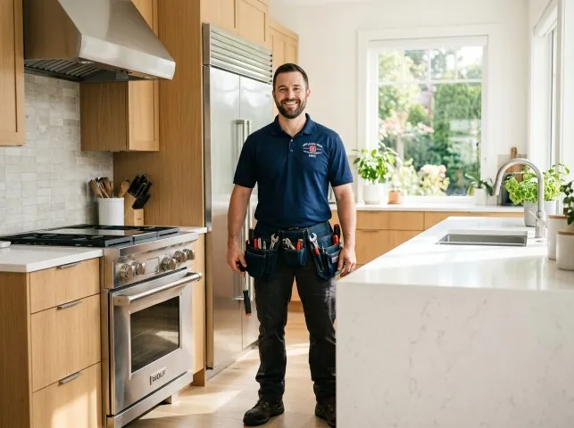 Appliance Repair Hero technician in a Braselton, GA kitchen after an appliance repair